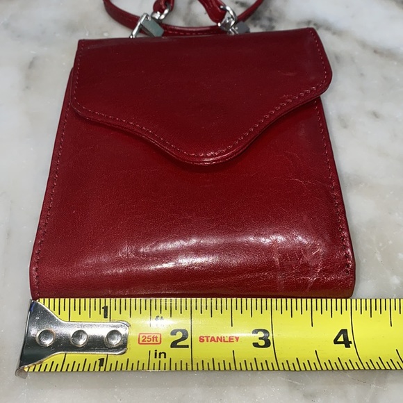 HOBO Int Red Glazed Leather String Wallet EUC - Picture 2 of 12